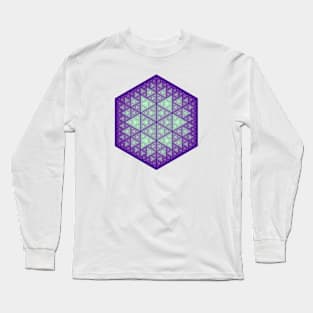 Purple turquoise teal Sierpinski hexagon star Long Sleeve T-Shirt